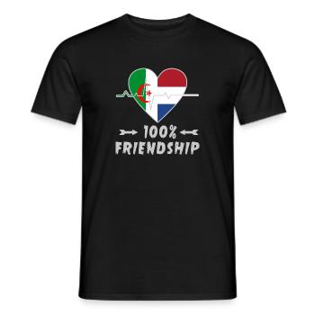 100 % amitié entre l'Algérie et les Pays-Bas - T-shirt homme - noir - Devant - AI Model Male 178 light (178cm)