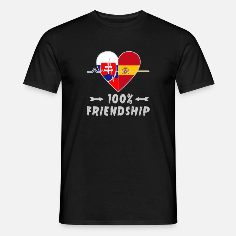 Slowakei und Spanien 100% Freundschaft - Männer T-Shirt - Schwarz