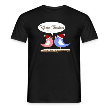 Noël avec des oiseaux amusants - T-shirt homme - noir - Devant - AI Model Male 178 light (178cm)