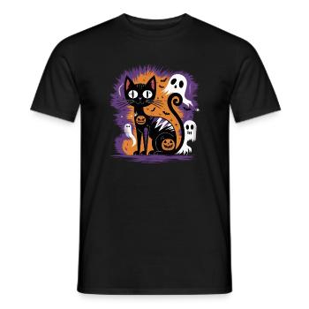 Gruselige Halloween-Katze - Männer T-Shirt - Schwarz - Vorne - AI Model Male 178 light (178cm)