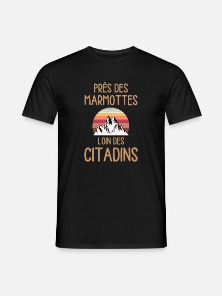Près des marmottes loin citadins - T-shirt homme - noir
