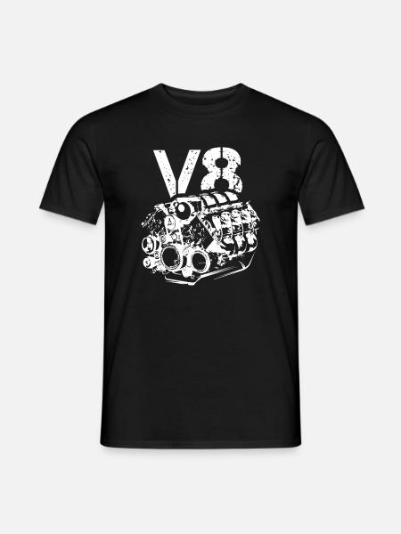 V8 motor musclecar bigblock auto logo pictogram - Heren T-shirt - zwart