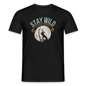 Stay Wild Wolf T-Shirt - Men's T-Shirt - black - Front - AI Model Male 178 light (178cm)