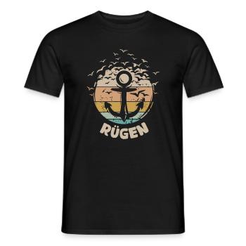 Rügen Ostseeinsel retro Anker Möwen vintage Vögel - Männer T-Shirt - Schwarz - Vorne - AI Model Male 178 light (178cm)