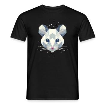Geometrische Schneemaus – Winterliches Tierporträt - Männer T-Shirt - Schwarz - Vorne - AI Model Male 178 light (178cm)