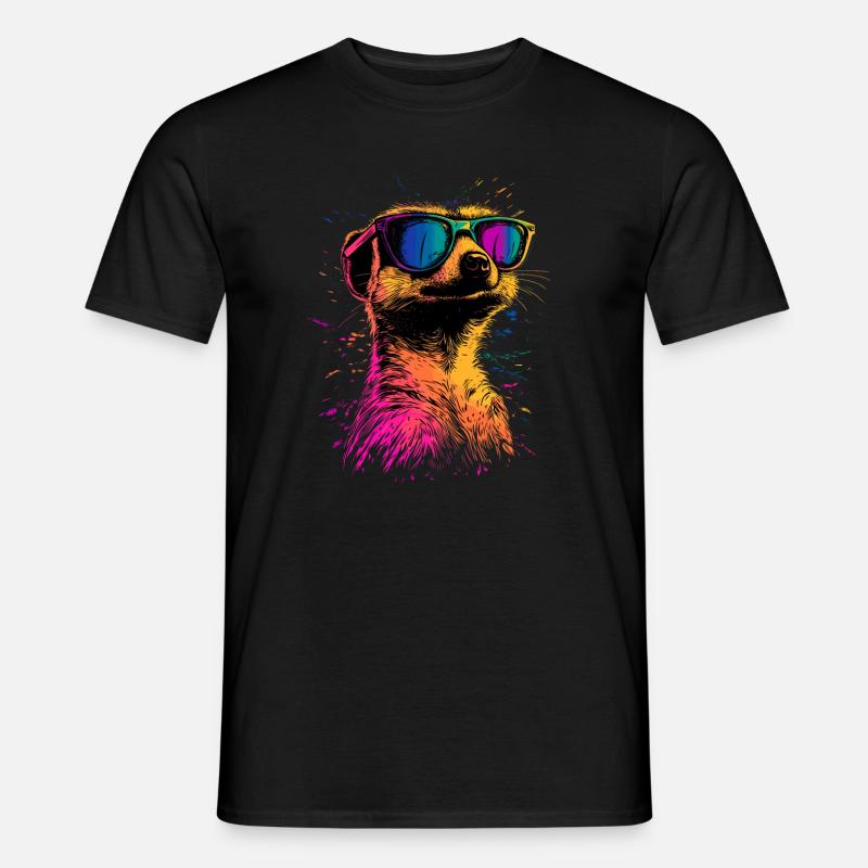 Erdmännchen Sonnenbrille Bunt Süßes Erdmännchen - Männer T-Shirt - Schwarz