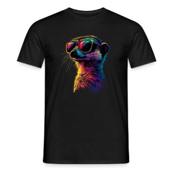 Meerkat Sunglasses Colorful Cute Meerkat - Men's T-Shirt - black - Front - AI Model Male 178 light (178cm)