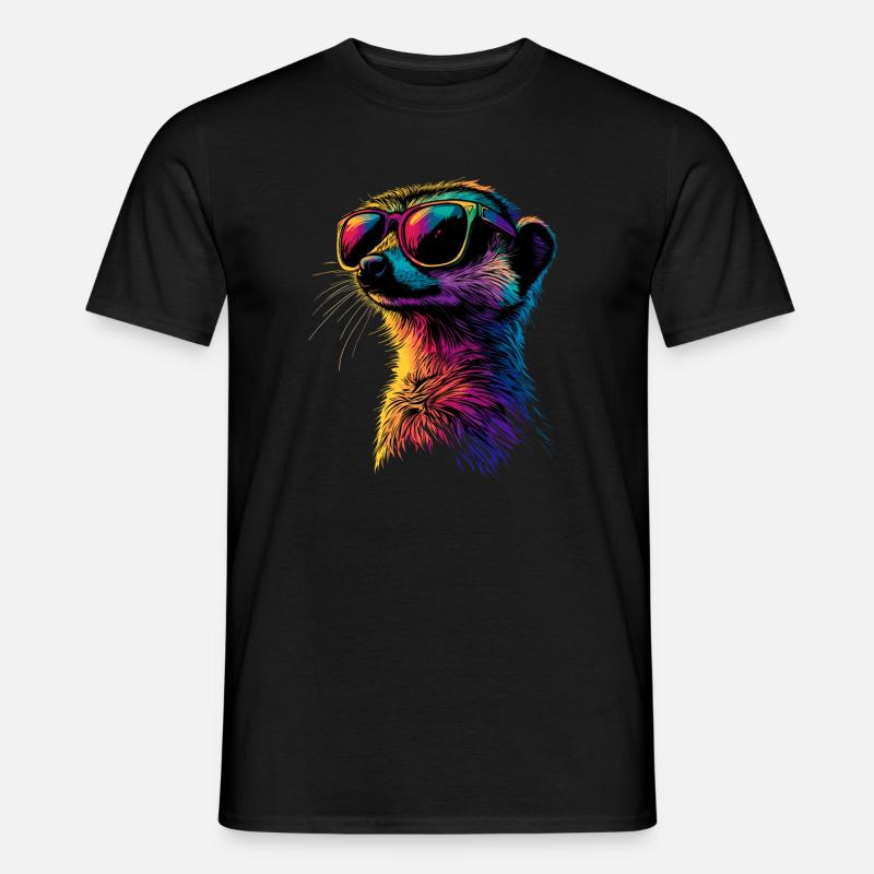 Erdmännchen Sonnenbrille Bunt Süßes Erdmännchen - Männer T-Shirt - Schwarz