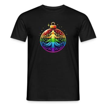 Regenbogen Weihnachtskugel mit Tannenbaum Ornament - Männer T-Shirt - Schwarz - Vorne - AI Model Male 178 light (178cm)