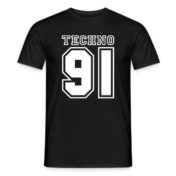 TECHNO 91 - Men's T-Shirt - black - Front - AI Model Male 178 light (178cm)