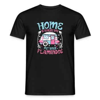 home is where you put your flamingos - Männer T-Shirt - Schwarz - Vorne - AI Model Male 178 light (178cm)