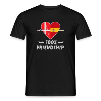 Le Danemark et l'Espagne : amitié à 100 % - T-shirt homme - noir - Devant - AI Model Male 178 light (178cm)