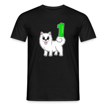 Zahl 1 Nummer Eins - Samojede Hund Motiv - Männer T-Shirt - Schwarz - Vorne - AI Model Male 178 light (178cm)