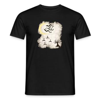 Mondnacht Gothic mit Fledermäusen - Männer T-Shirt - Schwarz - Vorne - AI Model Male 178 light (178cm)