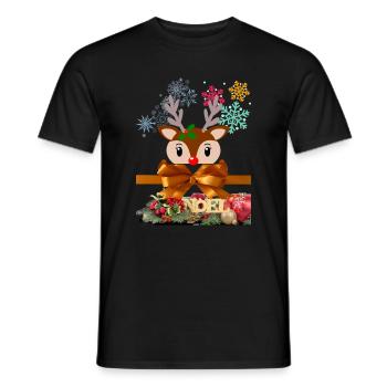 Renne de Noël enjoué - T-shirt homme - noir - Devant - AI Model Male 178 light (178cm)
