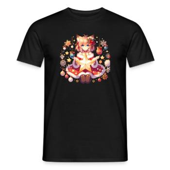 Tenue de Noël japonaise pour les fans de manga et d’anime - T-shirt homme - noir - Devant - AI Model Male 178 light (178cm)