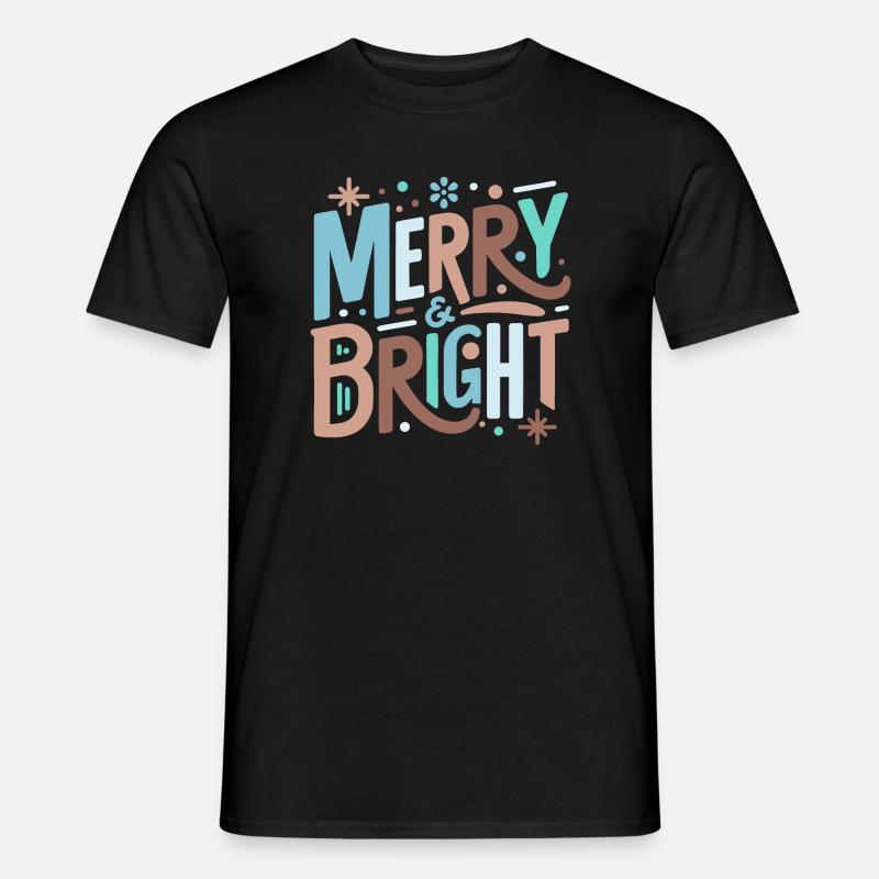 Merry & Bright Festive Typography - Männer T-Shirt - Schwarz