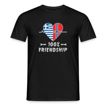 Griechenland und Norwegen 100% Freundschaft - Männer T-Shirt - Schwarz - Vorne - AI Model Male 178 light (178cm)