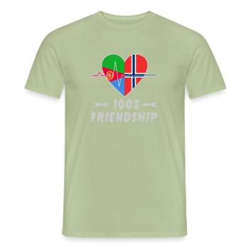 Eritrea und Norwegen 100% Freundschaft - Männer T-Shirt - Sage - Vorne - AI Model Male 178 light (178cm)
