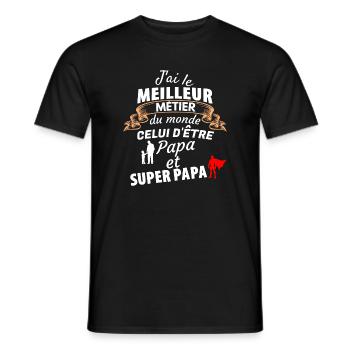Citation Drôle Papa Super Papa - T-shirt homme - noir - Devant - AI Model Male 178 light (178cm)