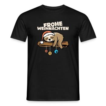 Frohe Weihnachten Faultier comic cartoon Symbol - Männer T-Shirt - Schwarz - Vorne - AI Model Male 178 light (178cm)