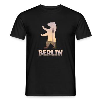 Berlin Bär gefüllt mit Skyline Fernsehturm - Männer T-Shirt - Schwarz - Vorne - AI Model Male 178 light (178cm)