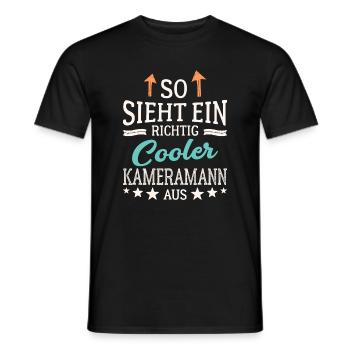 So sieht ein richtig cooler Kameramann aus - Männer T-Shirt - Schwarz - Vorne - AI Model Male 178 light (178cm)