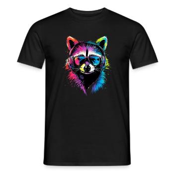 Raccoon Popart Colorful Rainbow Raccoon Raccoon Raccoon - Men's T-Shirt - black - Front - AI Model Male 178 light (178cm)