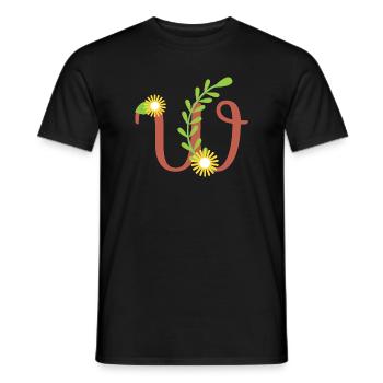 Eleganter Buchstabe 'W' mit Blumen - Männer T-Shirt - Schwarz - Vorne - AI Model Male 178 light (178cm)