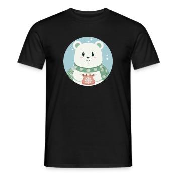 Ours polaire mignon dans l’ de Noël - T-shirt homme - noir - Devant - AI Model Male 178 light (178cm)