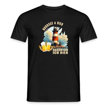 Nordsee und Bier, darum bin ich hier - Männer T-Shirt - Schwarz - Vorne - AI Model Male 178 light (178cm)