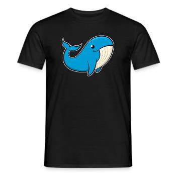 Cheerful image of a blue whale - Men's T-Shirt - black - Front - AI Model Male 178 light (178cm)