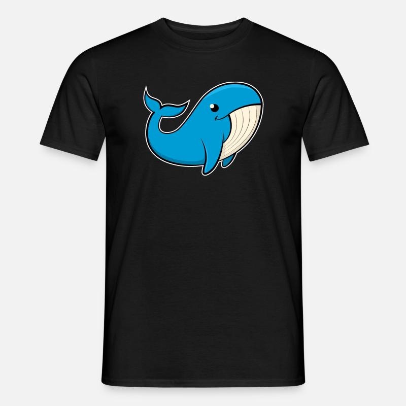 Image joyeuse d’une baleine bleue - T-shirt homme - noir