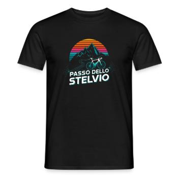 Vélo de route Passo dello Stelvio, Italie - T-shirt homme - noir - Devant - AI Model Male 178 light (178cm)