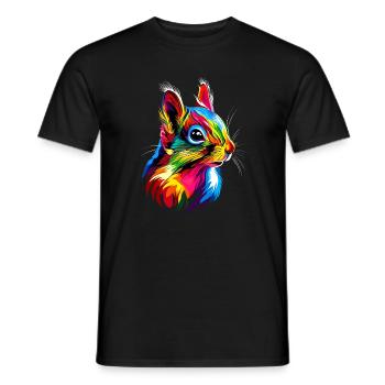 Squirrel Headphones Colorful Pop Art DJ Squirrel - Men's T-Shirt - black - Front - AI Model Male 178 light (178cm)