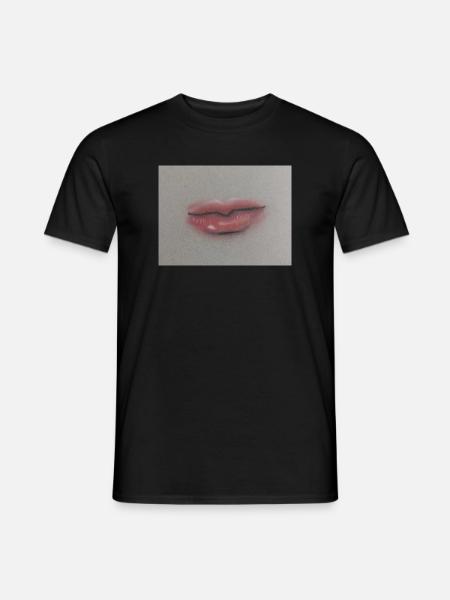 Expressive Lippenkunst auf Graufolie - Männer T-Shirt - Schwarz