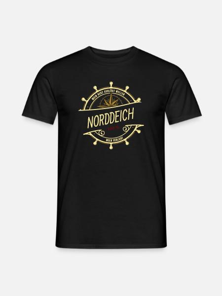 Mein Herz schlägt Wellen - Norddeich - Männer T-Shirt - Schwarz