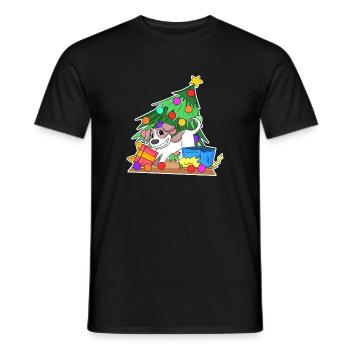 Dog Christmas Tree Funny Christmas - Men's T-Shirt - black - Front - AI Model Male 178 light (178cm)