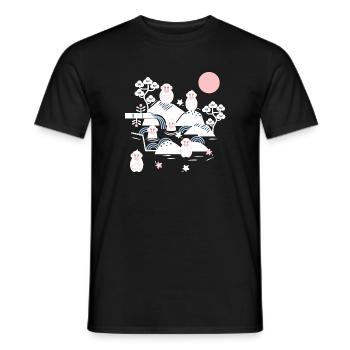Singes effrayants dans une source chaude l blanc rose bleu - T-shirt homme - noir - Devant - AI Model Male 178 light (178cm)