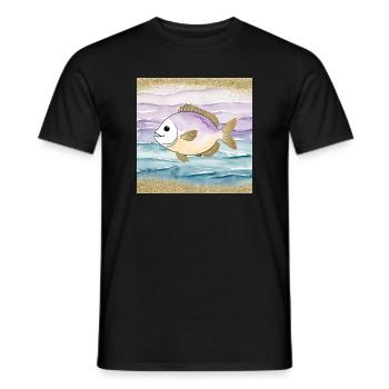 Playful fish in the water - Men's T-Shirt - black - Front - AI Model Male 178 light (178cm)