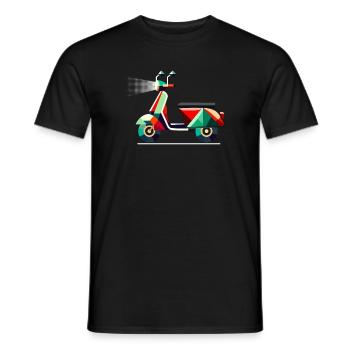 unique geometric colorful scooter motif - Men's T-Shirt - black - Front - AI Model Male 178 light (178cm)