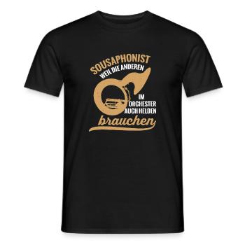 Sousaphonist Held Sousaphon Musiker Blaskapelle - Männer T-Shirt - Schwarz - Vorne - AI Model Male 178 light (178cm)