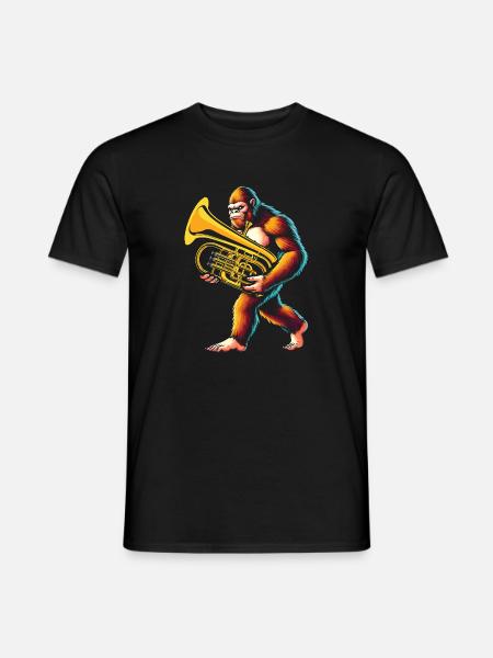 Yeti Gorilla with Euphonium - Men's T-Shirt - black