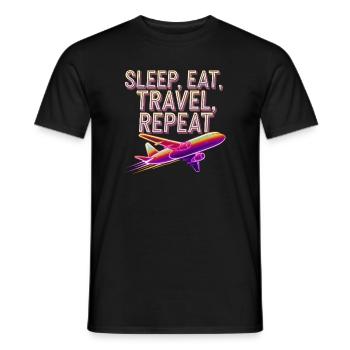 Sleep Eat Travel Repeat - Men's T-Shirt - black - Front - AI Model Male 178 light (178cm)