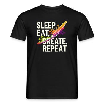 Sleep Eat Create Repeat - Men's T-Shirt - black - Front - AI Model Male 178 light (178cm)