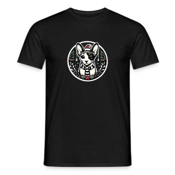 Weihnachtsporträt einer Sphynx - Männer T-Shirt - Schwarz - Vorne - AI Model Male 178 light (178cm)