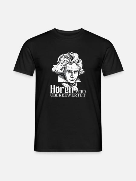 Komponist Beethoven taub Hören wird überbewertet - Männer T-Shirt - Schwarz