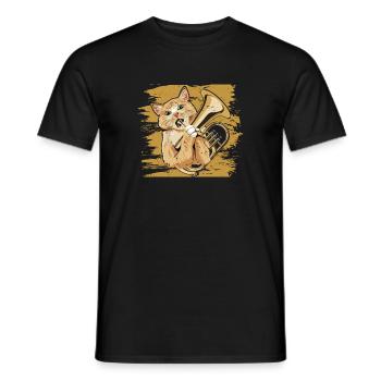 Euphonium jouant chat dans le style rétro - T-shirt homme - noir - Devant - AI Model Male 178 light (178cm)