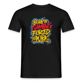 Né pour le jeu, forcé de travailler - T-shirt homme - noir - Devant - AI Model Male 178 light (178cm)
