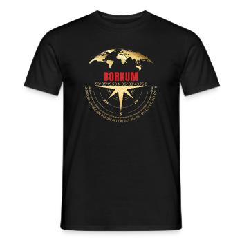 Koordinaten Borkum - Männer T-Shirt - Schwarz - Vorne - AI Model Male 178 light (178cm)